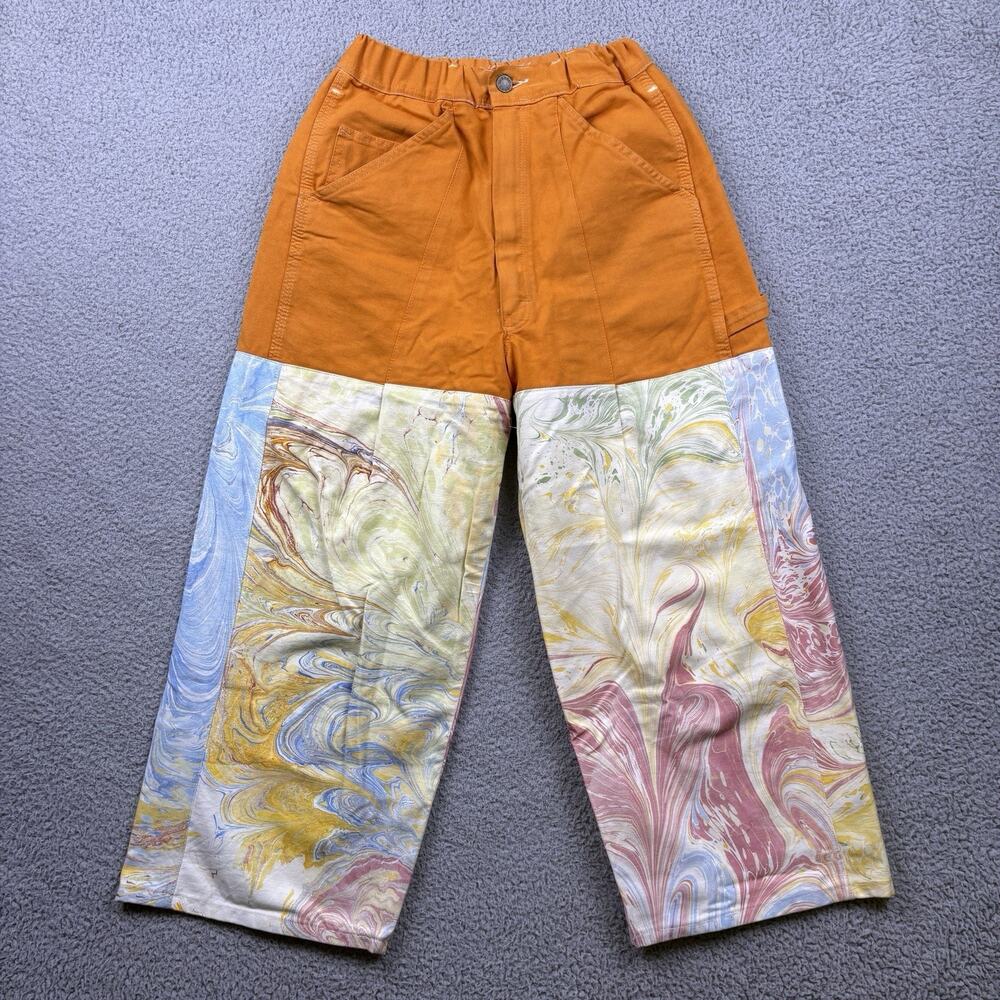 Stan Ray Pants Mens Small 22x22 Orange Wide Leg Baggy Tie Dye Painter Skater